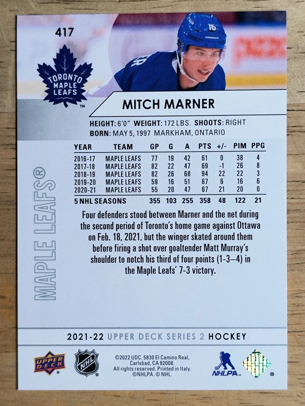 2021-22 Upper Deck #417 Mitch Marner