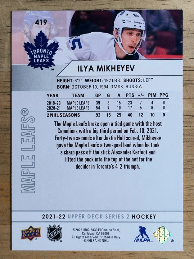 2021-22 Upper Deck #419 Ilya Mikheyev