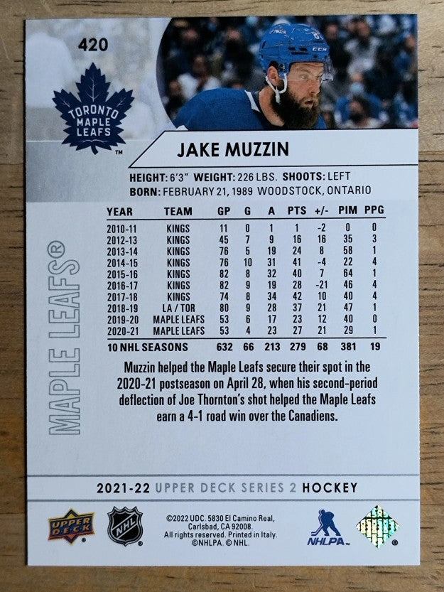 2021-22 Upper Deck #420 Jake Muzzin