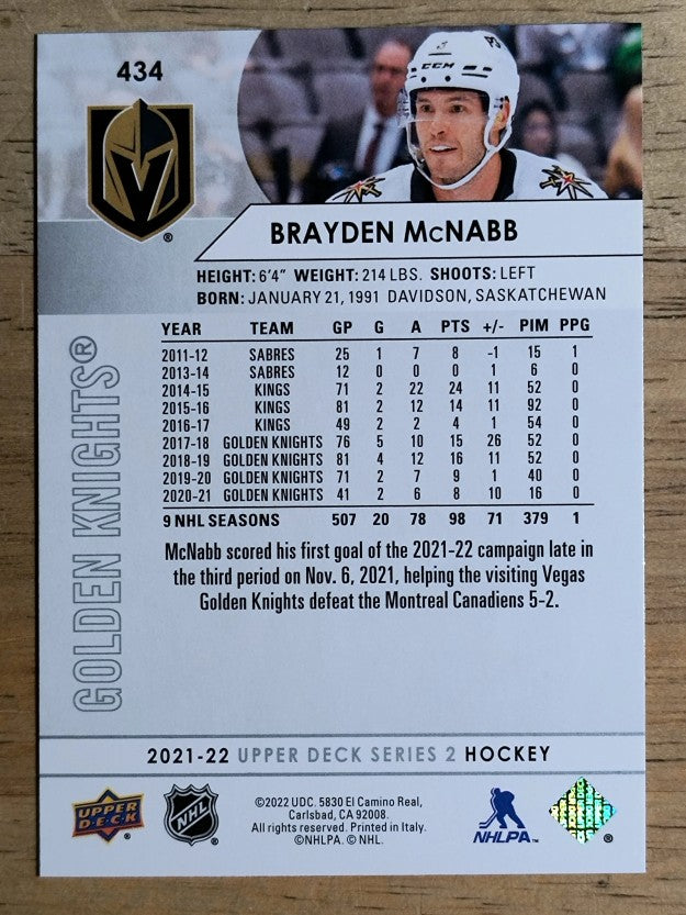 2021-22 Upper Deck #434 Brayden McNabb