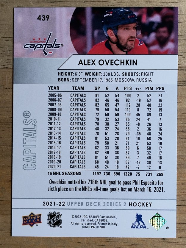2021-22 Upper Deck #439 Alex Ovechkin
