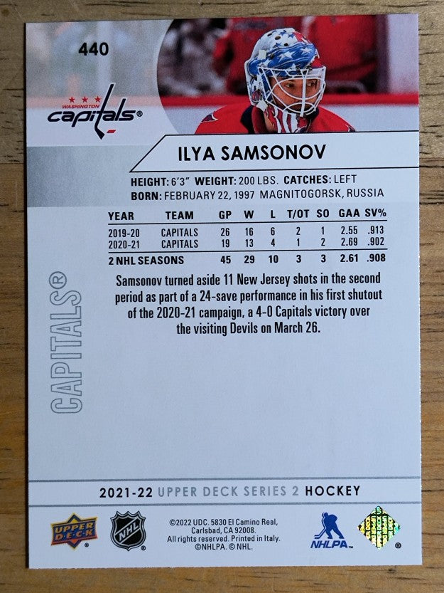 2021-22 Upper Deck #440 Ilya Samsonov