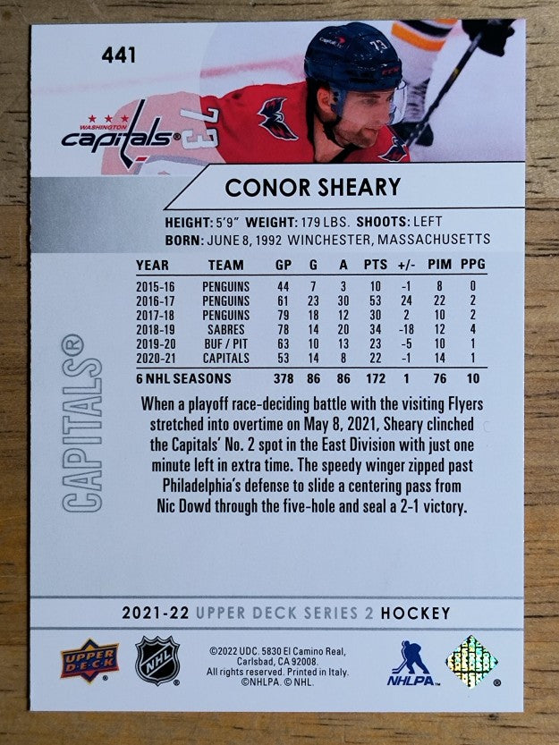 2021-22 Upper Deck #441 Conor Sheary