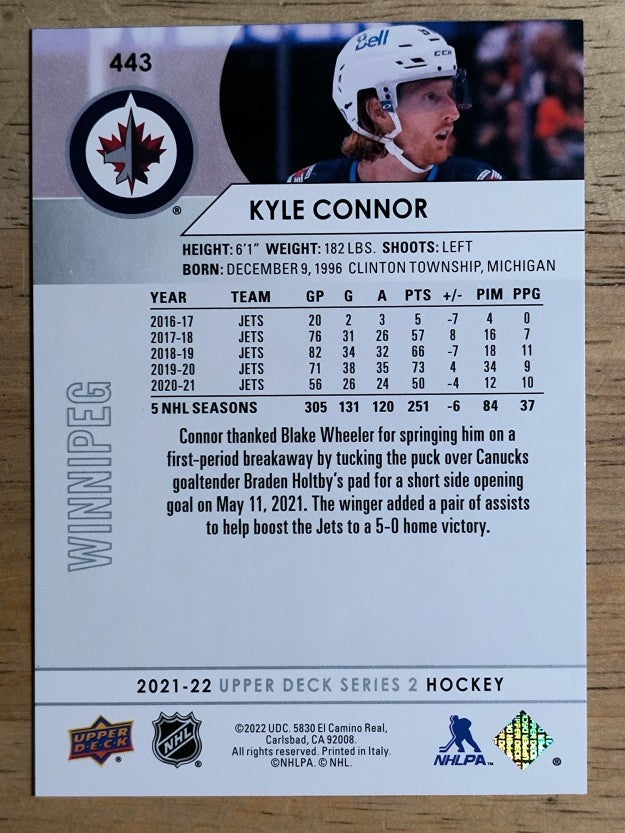 2021-22 Upper Deck #443 Kyle Connor