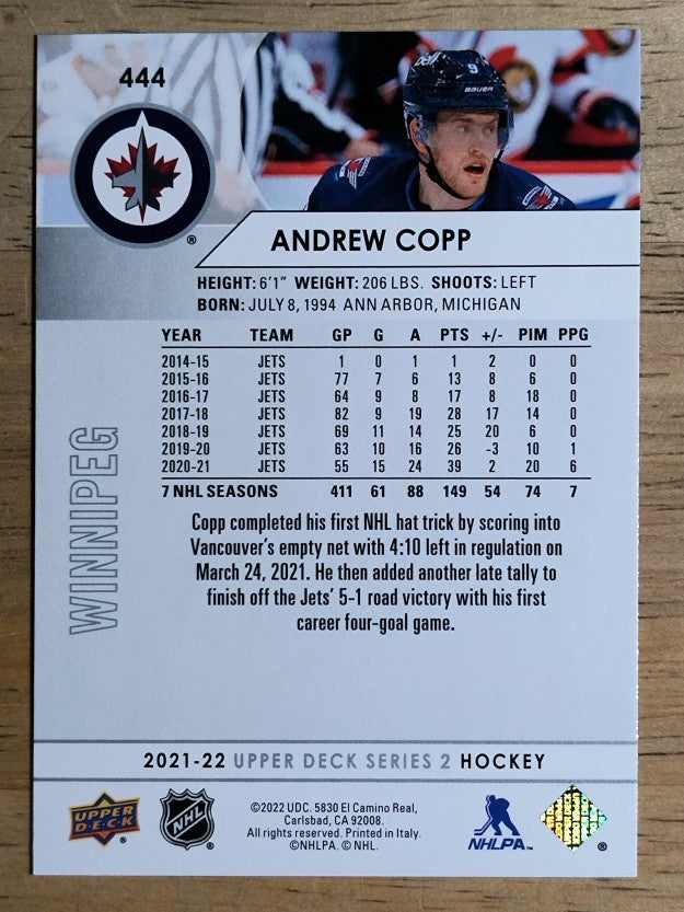 2021-22 Upper Deck #444 Andrew Copp