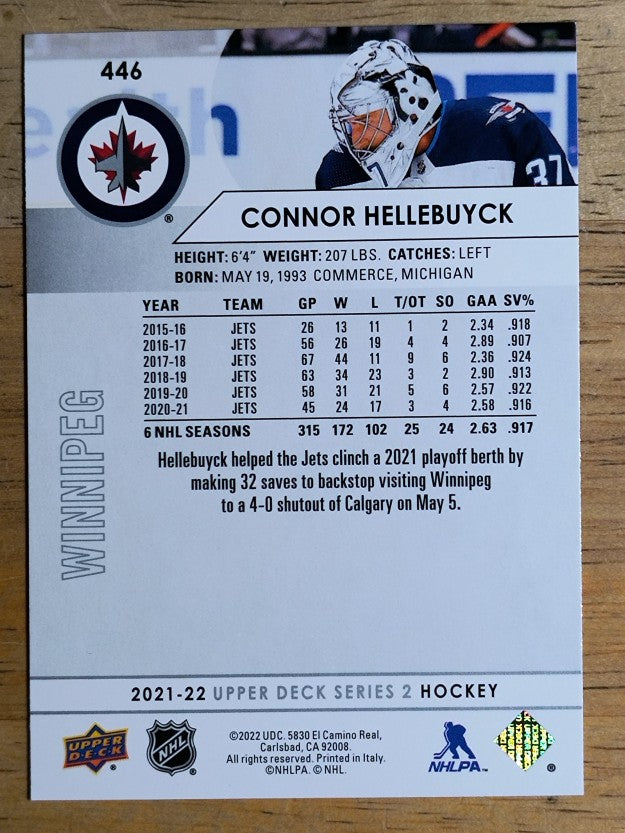 2021-22 Upper Deck #446 Connor Hellebuyck