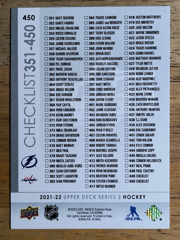 2021-22 Upper Deck #450 Nikita Kucherov/Alex Ovechkin CL