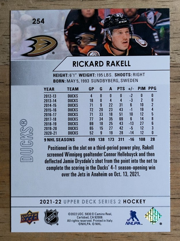 2021-22 Upper Deck #254 Rickard Rakell