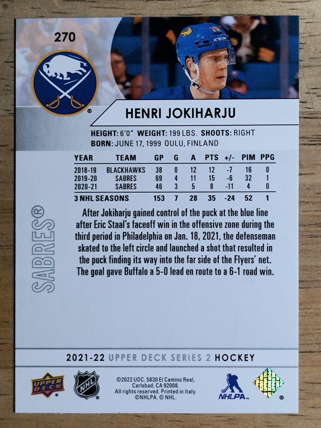 2021-22 Upper Deck #270 Henri Jokiharju