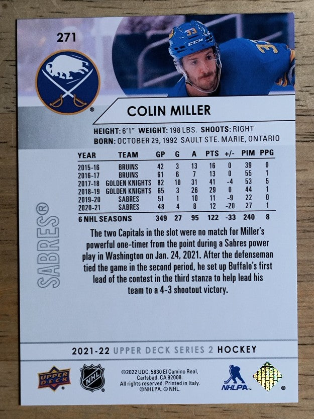 2021-22 Upper Deck #271 Colin Miller