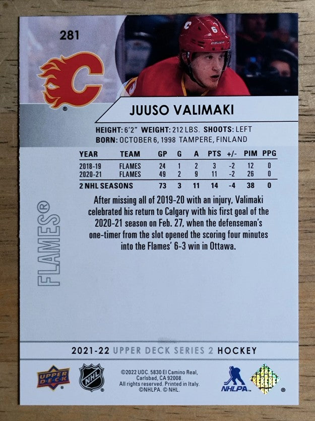 2021-22 Upper Deck #281 Juuso Valimaki