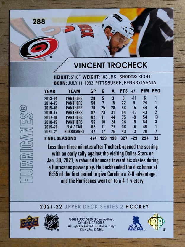 2021-22 Upper Deck #288 Vincent Trocheck