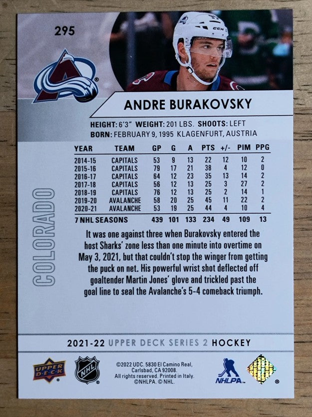 2021-22 Upper Deck #295 Andre Burakovsky