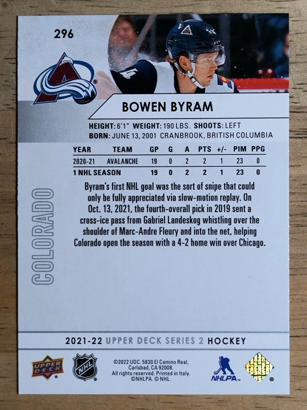 2021-22 Upper Deck #296 Bowen Byram