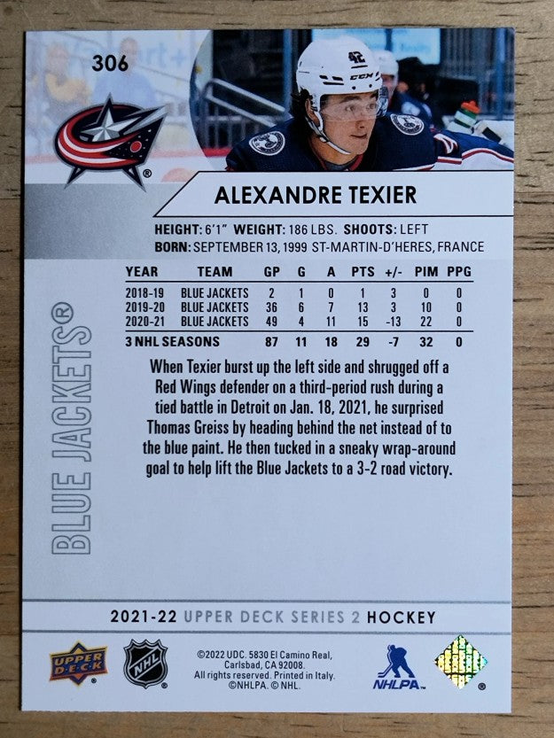 2021-22 Upper Deck #306 Alexandre Texier