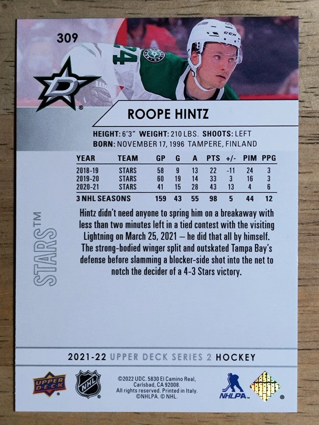 2021-22 Upper Deck #309 Roope Hintz