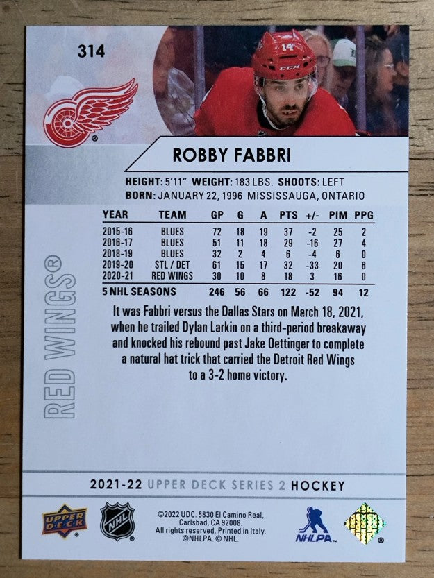 2021-22 Upper Deck #314 Robby Fabbri