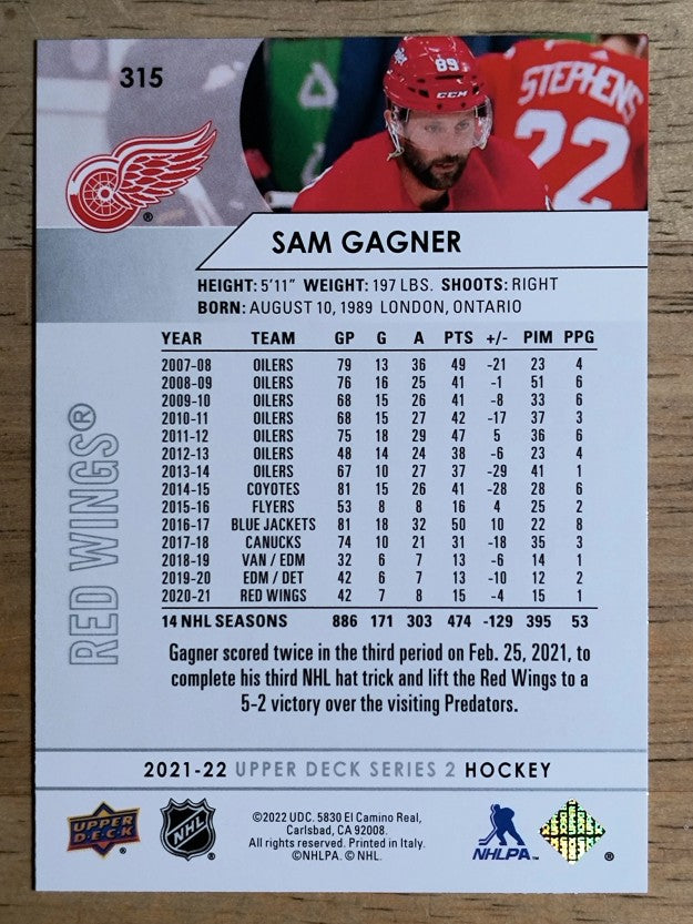 2021-22 Upper Deck #315 Sam Gagner