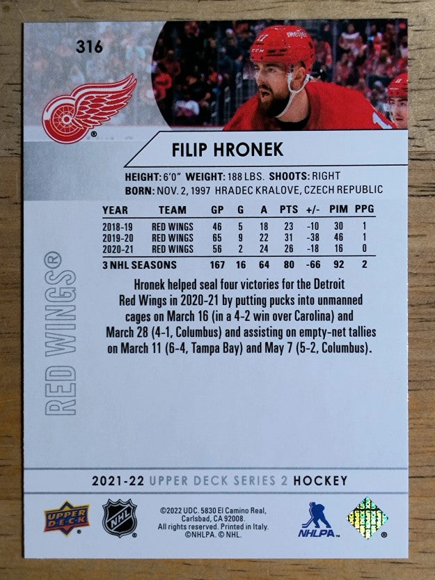 2021-22 Upper Deck #316 Filip Hronek