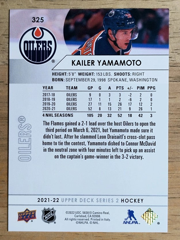 2021-22 Upper Deck #325 Kailer Yamamoto