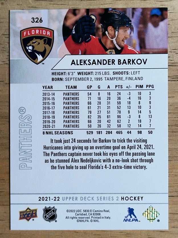2021-22 Upper Deck #326 Aleksander Barkov
