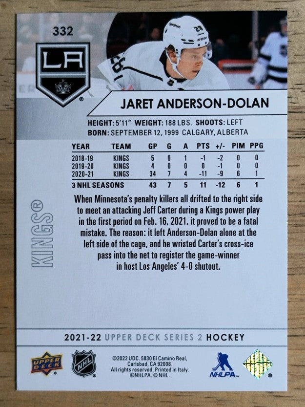 2021-22 Upper Deck #332 Jaret Anderson-Dolan