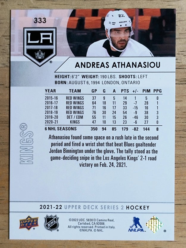 2021-22 Upper Deck #333 Andreas Athanasiou