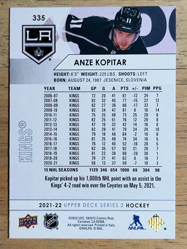 2021-22 Upper Deck #335 Anze Kopitar