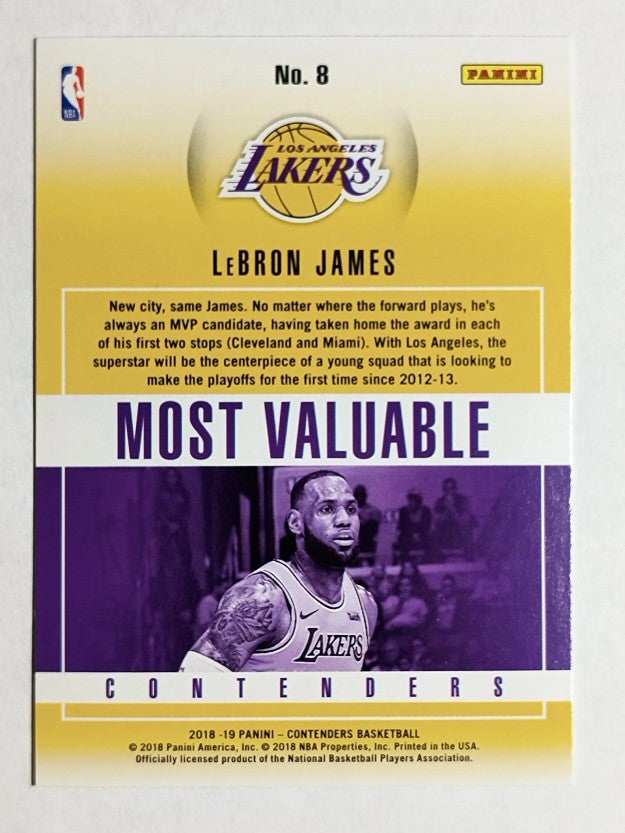 2018-19 Panini Contenders Most Valuable Contenders #8 LeBron James