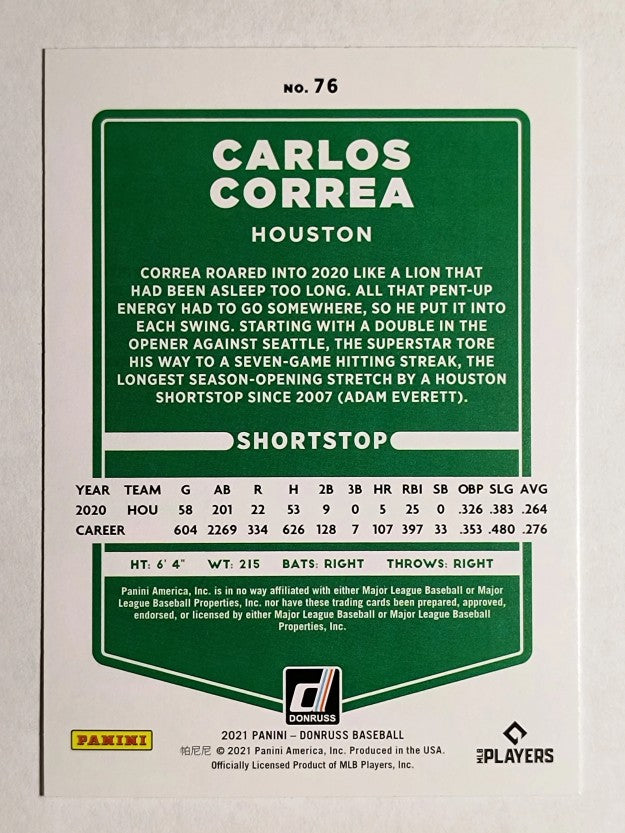 2021 Donruss #76 Carlos Correa