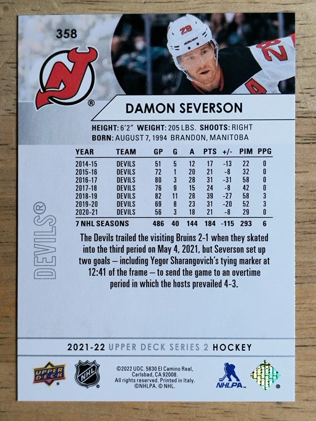2021-22 Upper Deck #358 Damon Severson