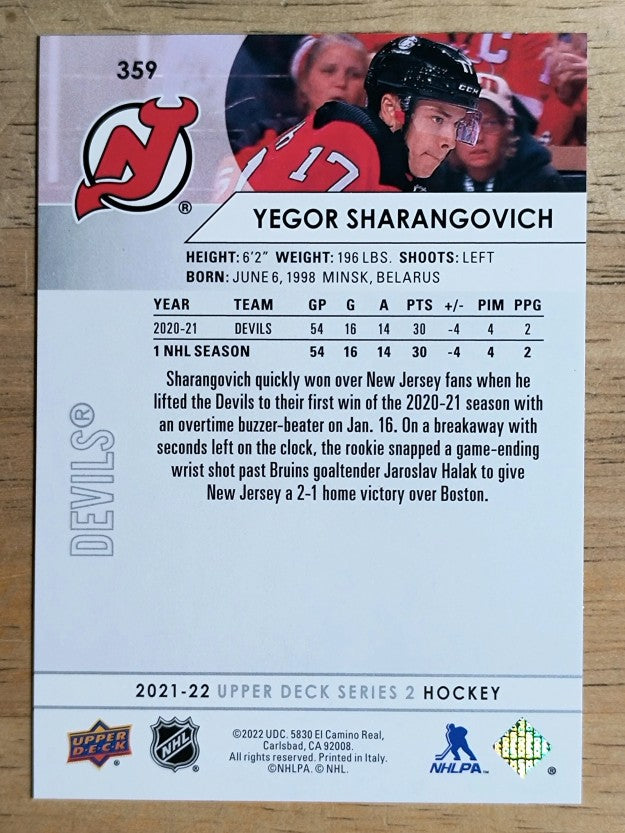 2021-22 Upper Deck #359 Yegor Sharangovich
