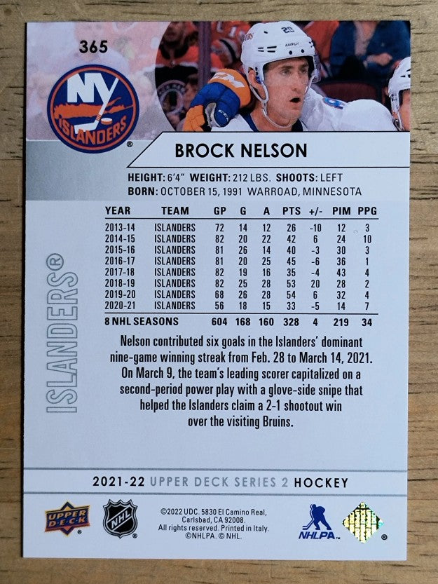 2021-22 Upper Deck #365 Brock Nelson