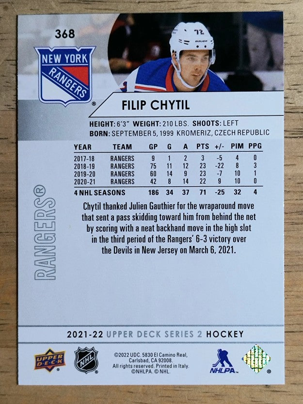 2021-22 Upper Deck #368 Filip Chytil