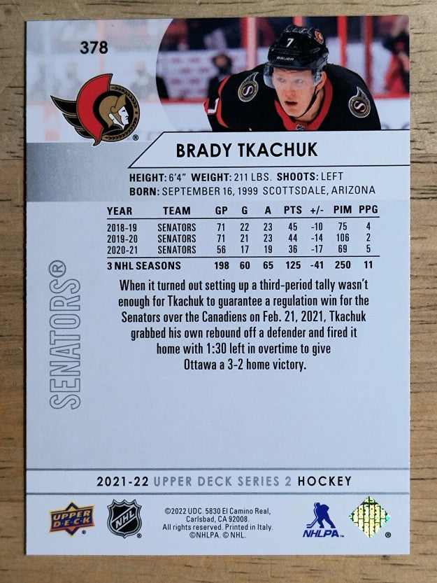 2021-22 Upper Deck #378 Brady Tkachuk