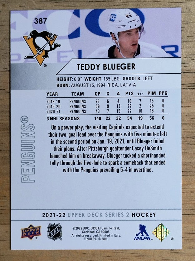 2021-22 Upper Deck #387 Teddy Blueger