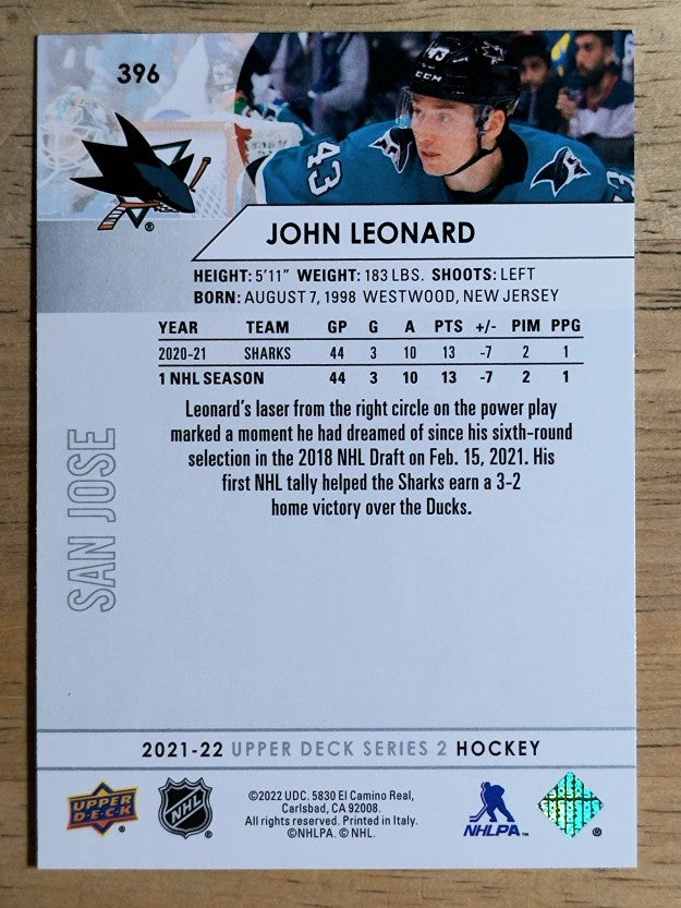 2021-22 Upper Deck #396 John Leonard
