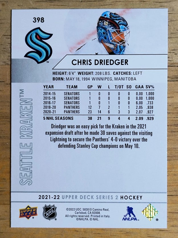 2021-22 Upper Deck #398 Chris Driedger