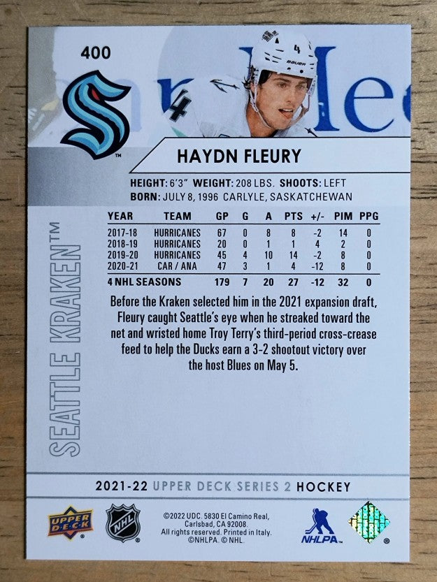 2021-22 Upper Deck #400 Haydn Fleury