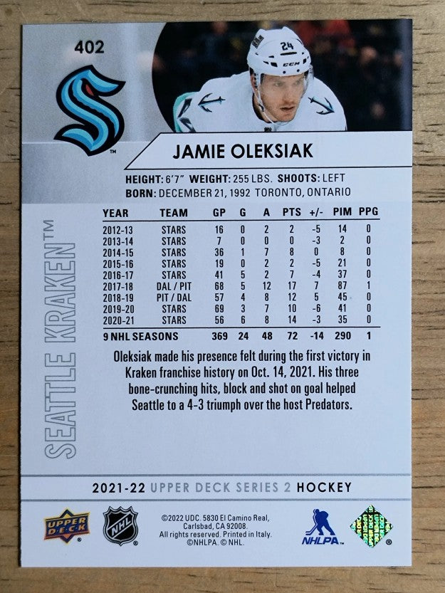 2021-22 Upper Deck #402 Jamie Oleksiak
