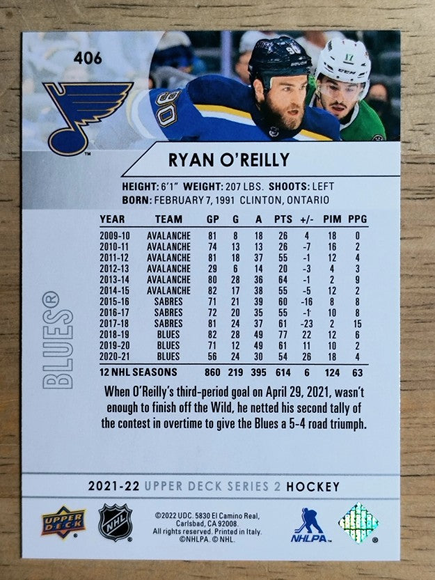 2021-22 Upper Deck #406 Ryan O'Reilly