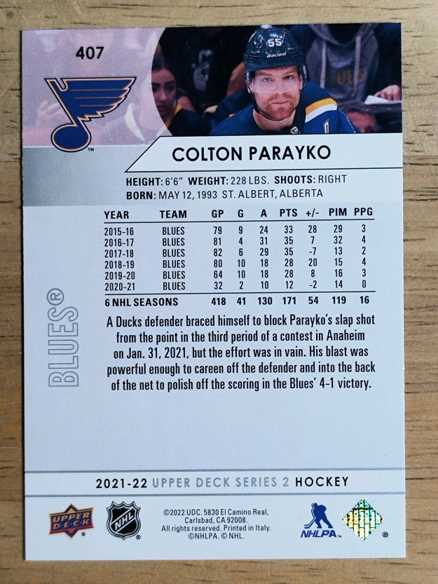 2021-22 Upper Deck #407 Colton Parayko