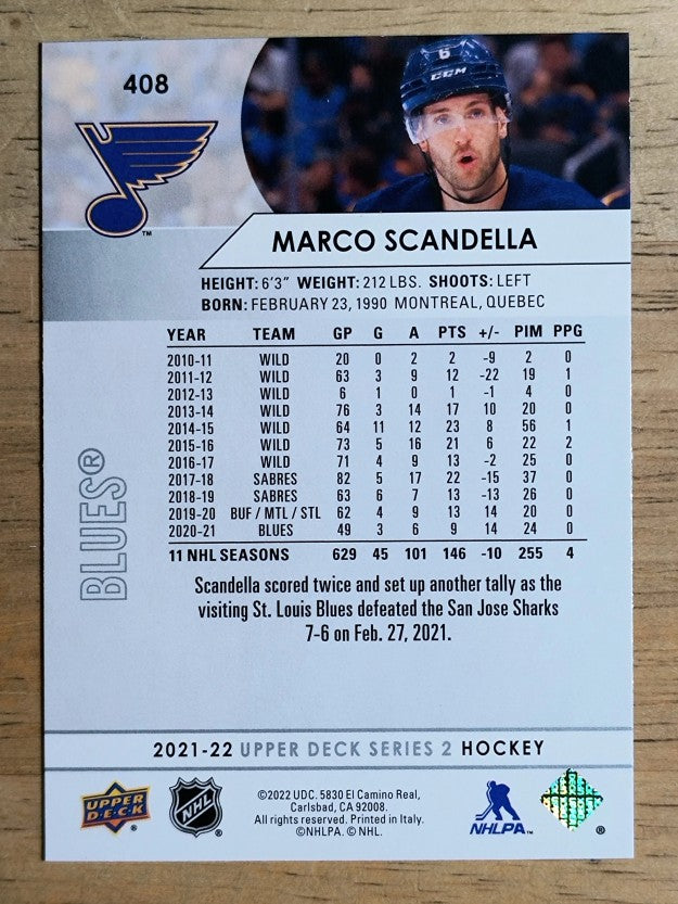 2021-22 Upper Deck #408 Marco Scandella