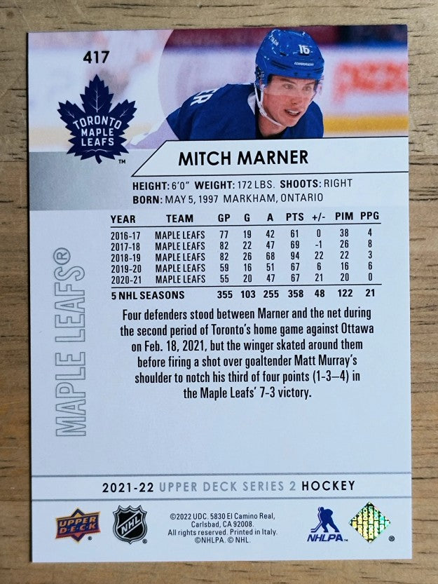 2021-22 Upper Deck #417 Mitch Marner