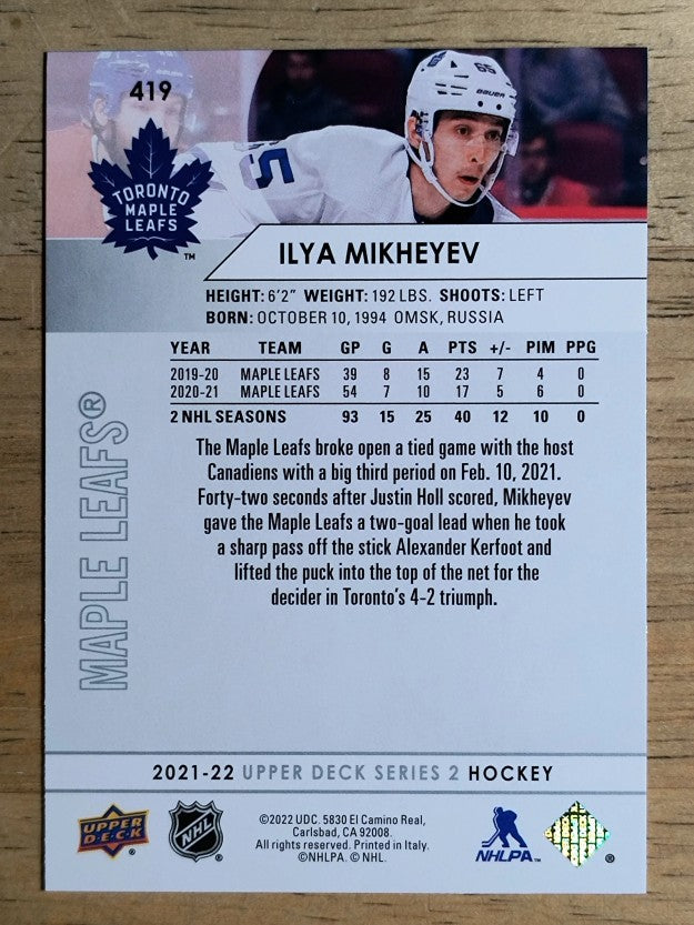 2021-22 Upper Deck #419 Ilya Mikheyev