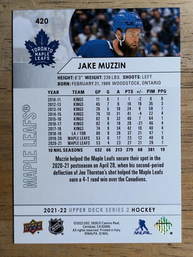 2021-22 Upper Deck #420 Jake Muzzin