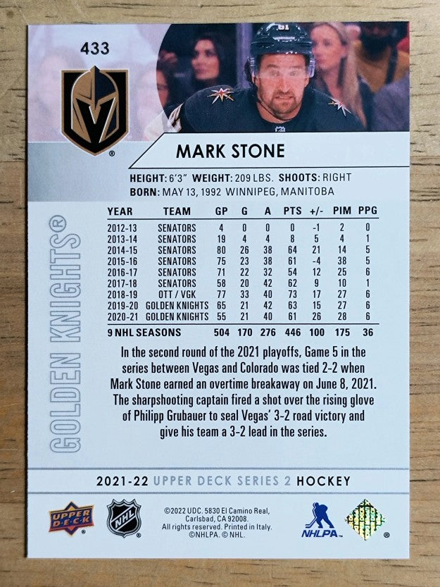 2021-22 Upper Deck #433 Mark Stone