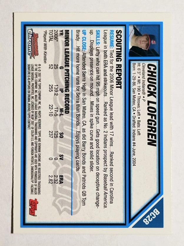 2007 Bowman Chrome Prospects #BC28 Chuck Lofgren