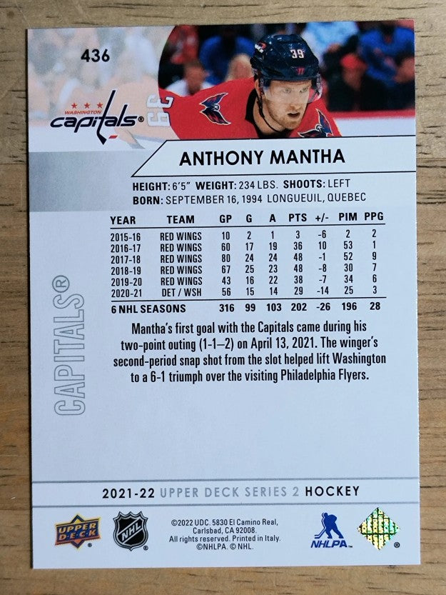 2021-22 Upper Deck #436 Anthony Mantha