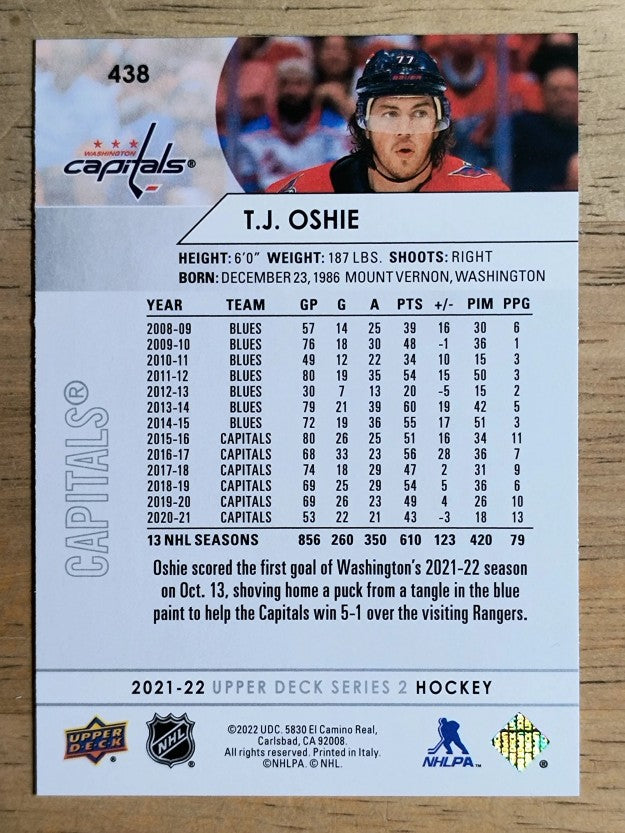 2021-22 Upper Deck #438 T.J. Oshie
